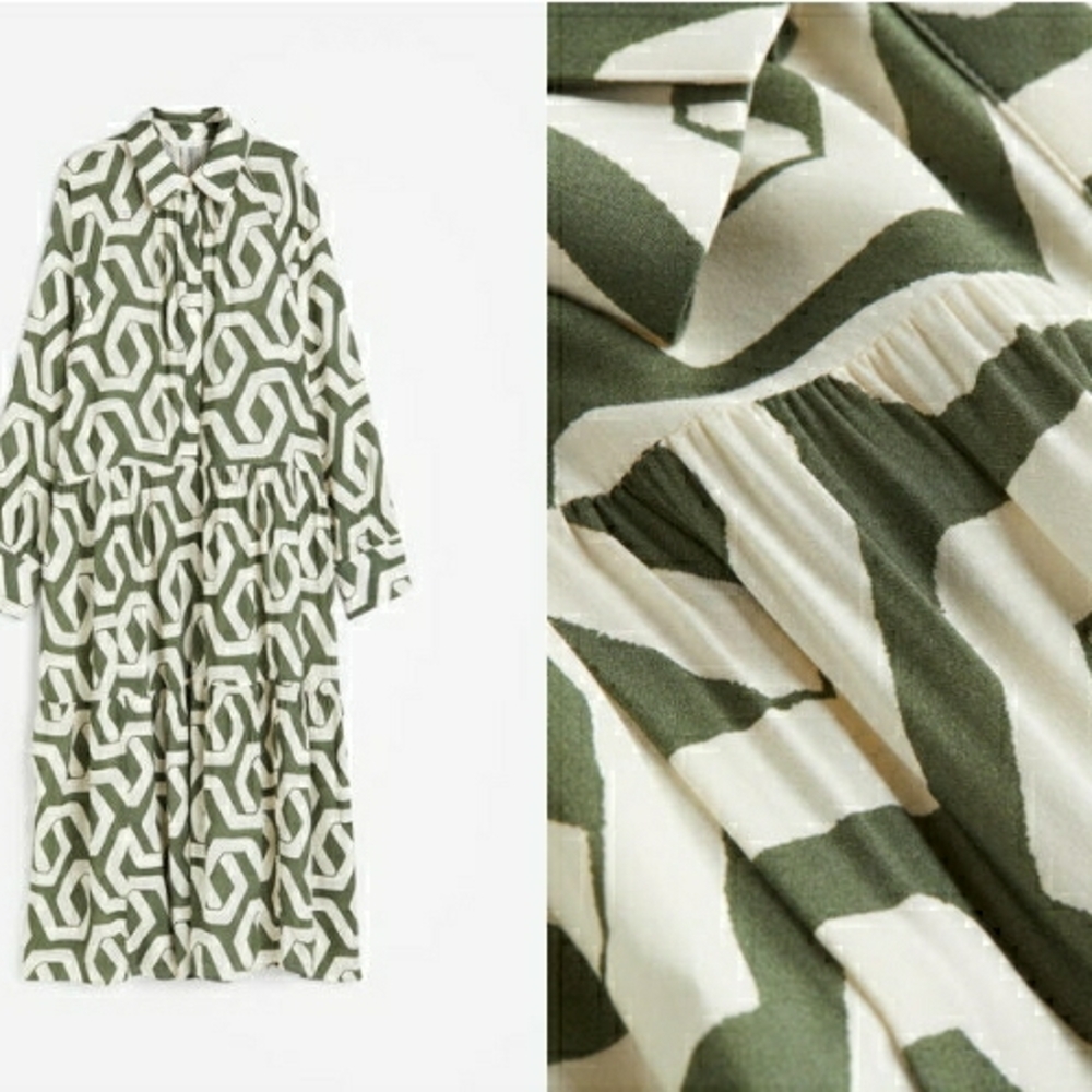 Green and White Patterned Maxi Dress